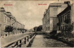 1906 Kolozsvár, Cluj; Iskola utca. Lepage Lajos kiadása / street view (EK)