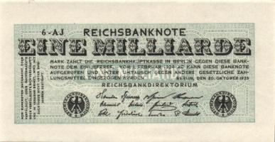 Német Birodalom / Weimari Köztársaság 1923. 1.000.000.000M (2x) T:I,I-