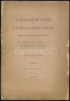 Mandello Károly: A szabadkőművesség és a társadalomtudomány. Kioktató előadások gyűjteménye. I. köt. Német nyelven tartotta ~. Ford.: Schlatter Alfréd. Bp., 1902, Pesti Könyvnyomda Rt., XIX+178 p. [Unicus!] Kiadói papírkötés, sérült borítóval, sérült, nagyrészt hiányos gerinccel.