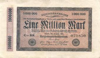 Német Birodalom / Weimari Köztársaság 1923. 1.000.000M T:II