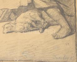 Jakobey Károly (1826-1891): Jézus születése (Szent család). Ceruza, papír, jelezve jobbra lent. Sérü...