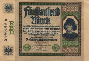 Német Birodalom / Weimari Köztársaság 1922. 5000M T:II