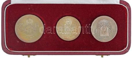 1956. 10Ft + 20Ft + 25Ft Ag "10 éves a Forint (Jó Forint sor)" 
díszdobozban T:AU patina
...