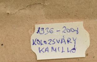 Kolozsváry Kamilló (1936-2008): Lovak csikóssal. Olaj, falemez, jelzett, 29×39 cm. Dekoratív fakeret...