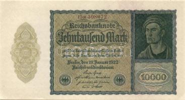 Német Birodalom / Weimari Köztársaság 1922. 10.000M (2x) egymás utáni sorszámokkal T:I