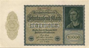 Német Birodalom / Weimari Köztársaság 1922. 10.000M (2x) egymás utáni sorszámokkal T:I