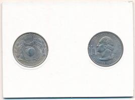 Amerikai Egyesült Államok 1999P 1/4$ Cu-Ni "Georgia" (2db) karton díszlapon T:UNC patina
...