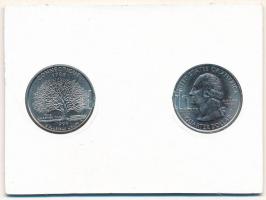 Amerikai Egyesült Államok 1999P 1/4$ Cu-Ni "Connecticut" (2db) karton díszlapon T:UNC pati...