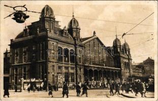 1938 Budapest VI. Nyugati pályaudvar, vasútállomás, villamosok (fl)