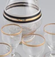 Antik üveg pálinkás készlet. Kis kopással, m: 6,5-22 cm