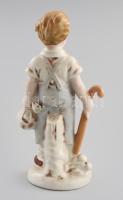 Német porcelán kisfiú figura, jelzett, hibátlan, m: 12,5 cm