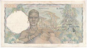 Francia Nyugat-Afrika 1951. március 8. 1000Fr "B.1604 883" T:F vágott French West Africa 1951. 8th March 1000 Francs "B.1604 883"C:F cut Krause P#42