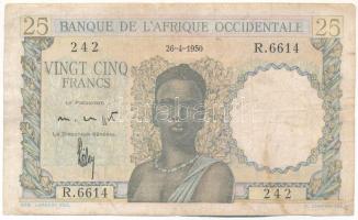 Francia Nyugat-Afrika 1950. április 26. 25Fr R. 6614 242 T:F French West Africa 1950. 26th April 25 Francs R. 6614 242 C:F Krause P#38