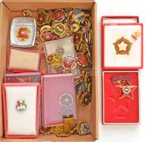 ~100db-os, nagyrészt Szocialista brigád, törzsgárda és kiváló dolgozó jelvény és kitüntetés tétel, közte ~1960-1970. "Kiváló Szocialista Brigád" műgyantás fém vasutas jelvény (23mm) T:vegyes