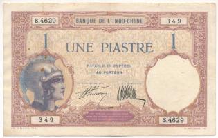 Francia Indokína 1927-1931. 1P T:F fo.  French Indo-China 1927-1931. 1 Piastre C:F spots Krause P#48