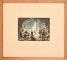 Rudnay Gyula (1878-1957): Társaság. Akvarell, papír, jelezve jobbra lent. Fakeretben, 15×21,5 cm / W...