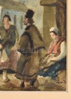 Rudnay Gyula (1878-1957): Társaság. Akvarell, papír, jelezve jobbra lent. Fakeretben, 15×21,5 cm / W...