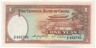 Kína / Central Bank of China 1936. 1Y "I/F 652741" T:XF China / Central Bank of China 1936...