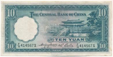 Kína / Central Bank of China 1936. 10Y "F/H 414567X" T:F China / Central Bank of China 193...