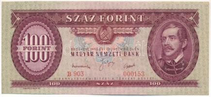 1949. 100Ft alacsony "B 903 000153" sorszámmal T:AU Hungary 1949. 100 Forint with low "B 903 000153" serial number C:AU   Adamo F28