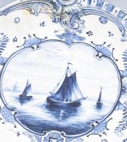 cca 1890-1900, Royal Bonn Delft 7 darab szervírozótál. Jelzett, több mintával, kis kopással, d: 21 c...