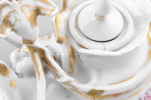 XIX. sz. vége, Porcelán kalamáris. Sorszámozott, kézzel festett, kopott, tűzhibával, tégelyen repedé...