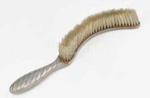 Szecessziós alpakka morzsalapát és seprű, kopásokkal, 22x20 cm, h: 30 cm