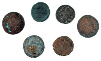 6db-os ókori görög, illetve kelta bronz érmetétel T:F-G 6pcs ancient Greek and Celtic bronze coin lot C:F-G