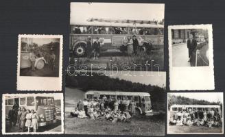cca 1930-1940 Vegyes buszfotó tétel, Ikarus, MÁVAUT, 6 db, 6×8 és 9×14 cm