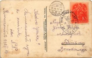 1938 Rimaszombat, Rimavská Sobota; Tompa tér, Vármegyeháza / square, county hall + "1938 Rimasz...