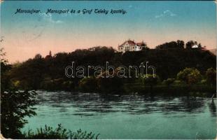 1917 Marosújvár, Uioara, Ocna Mures; Marospart és Gróf Teleky kastély / Mures riverside, castle (EB)