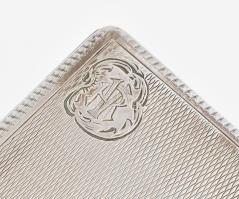 Ezüst (Ag) monogramos névjegykártyatartó, jelzett, 8×5 cm, nettó: 78,8 g