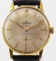 Cornavin Antimagnetic karóra. 17 köves, mechanikus, másodperc segédkörrel, bőr szíjjal, nem működik, számlap d: 30 mm