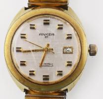 Anker automata karóra. 17 köves, dátum kijelzéssel, fém szíjjal, működik, karccal, számlap d: 30 mm
