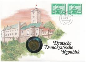 NDK 1989A 20pf, felbélyegzett borítékban, bélyegzéssel, német nyelvű leírással T:UNC  GDR 1989A 20 Pfennig in envelope with stamp and cancellation, with German description C:UNC