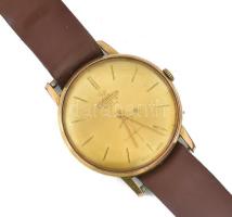 Cornavin Geneve karóra. 17 köves, mechanikus, működik, másodperc segédkörrel, kopott bőr szíjjal, ka...