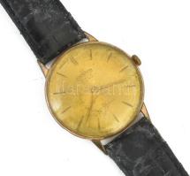 Cornavin Geneve karóra. 17 köves, mechanikus, működik, másodperc segédkörrel, kopott bőr szíjjal, karcos, számlap d: 32 mm