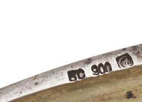 Ezüst (Ag) cigarettatárca hiányos zománc berakással, felirattal, jelzett, 9×7 cm, bruttó: 102,8 g