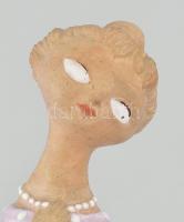 Mészáros Géza (1918-1987): Lilaruhás nő. Jelzett, szemén kopással, 18x18 cm