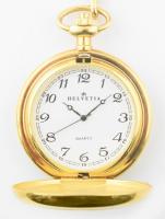 Helvetia quartz zsebóra gyöngyház berakással, nem jár, eredeti dobozában, szép állapotban, d: 5,5 cm