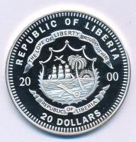 Libéria 2000. 20$ Ag "2000. évi Olimpiai Játékok Sydney - Lovassport" T:PP kis felszíni ka...
