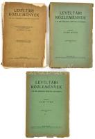 Levéltári Közlemények. A Magyar Országos Levéltár folyóirata. 3 db száma: 1930 8. évf 3-4. szám, 1937. 15. évf, 1936 16. évf. . Szerk. Szabó István, Csánki Dezső . Bp. 1930-38, Magyar Országos Levéltár.. Kiadói papírborítóban, az első szám sérült,