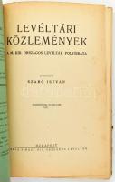 Levéltári Közlemények. A Magyar Országos Levéltár folyóirata. 3 db száma: 1930 8. évf 3-4. szám, 193...