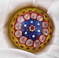 Murano Venini 1939 6 darab millefiori technikával készült levélnehezék, eredeti sérült dobozában. Az...