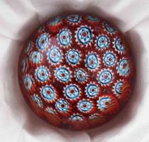 Murano Venini 1939 6 darab millefiori technikával készült levélnehezék, eredeti sérült dobozában. Az...