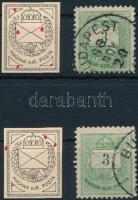 1881 2 db 3kr klf javításokkal, foltokkal (ex Visnya)