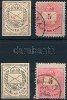 1881 2 db 5kr klf javításokkal, foltokkal (ex Visnya) (sarok szakadás / damaged corner)