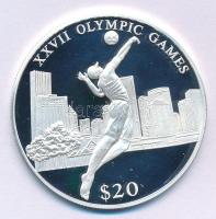 Libéria 2000. 20$ Ag &quot;2000. évi Olimpiai Játékok Sydney - Röplabda&quot; kapszulában T:PP apró folt Liberia 2000. 20 Dollars Ag &quot;Olympic Games 2000 Sydney - Volleyball&quot; in capsule C:PP tiny spot Krause KM#576