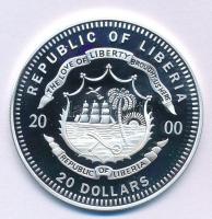 Libéria 2000. 20$ Ag "2000. évi Olimpiai Játékok Sydney - Úszás" kapszulában T:PP 
Liberi...