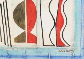 Bartl József (1932-2013): Jelek és fejek. Akril, farost, jelezve jobbra lent: Bartl 89. Hátoldalán a...